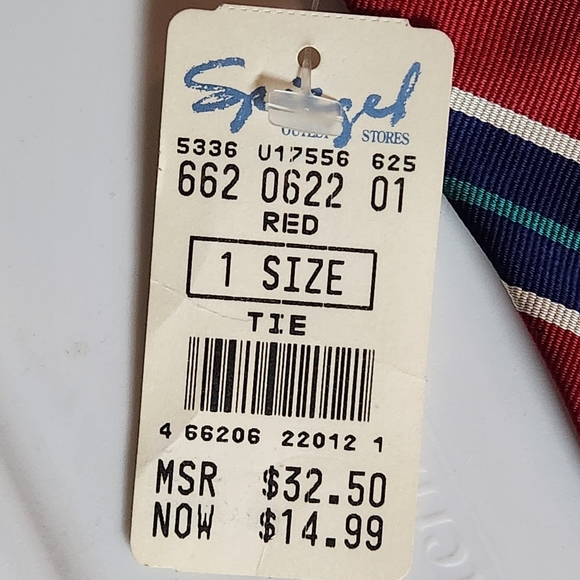 NWT VTG Chaps Ralph Lauren striped tie Colors Rich dark red aqua navy white - Picture 5 of 7